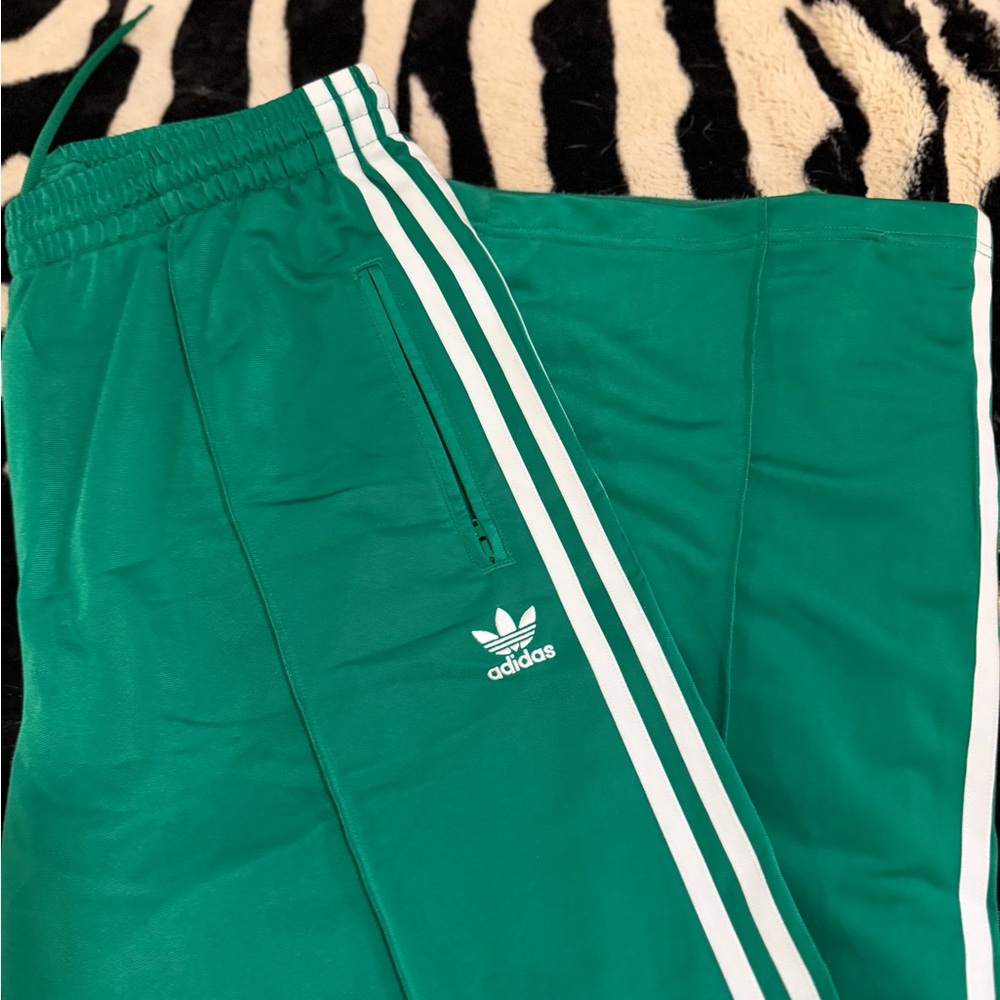 Adidas Kelly Green Joggers with White Stripes
